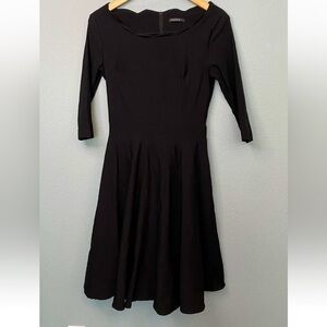 OUGES Black Scallop Neck 3/4 length Sleeved Dress Women's Size L